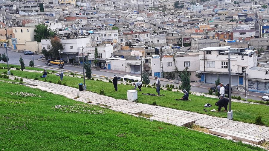 Şanlıurfa’da sosyal mesafeli namaz