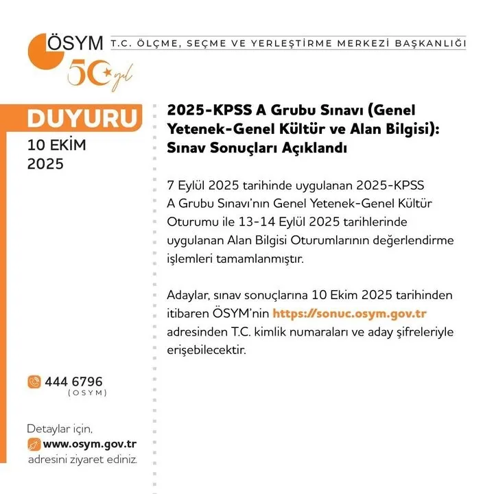 KPSS SONUÇLARI AÇIKLANDI
