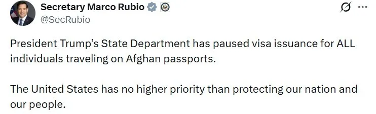 ABD, AFGANİSTAN PASAPORTU TAŞIYAN KİŞİLERE VİZE VERMEYİ DURDURDUĞUNU AÇIKLADI