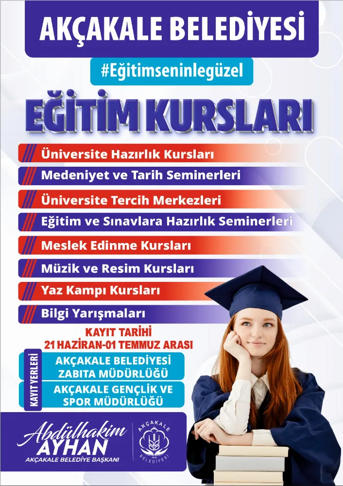BAŞKAN AYHAN’DAN GENÇLERE YAZ FIRSATI: 8 BRANŞTA ÜCRETSİZ KURSLAR!
