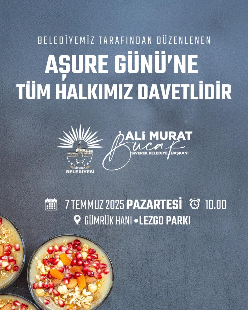 Siverek Belediyesi’nden Aşure Günü Etkinliği: Tüm Halkımız Davetlidir