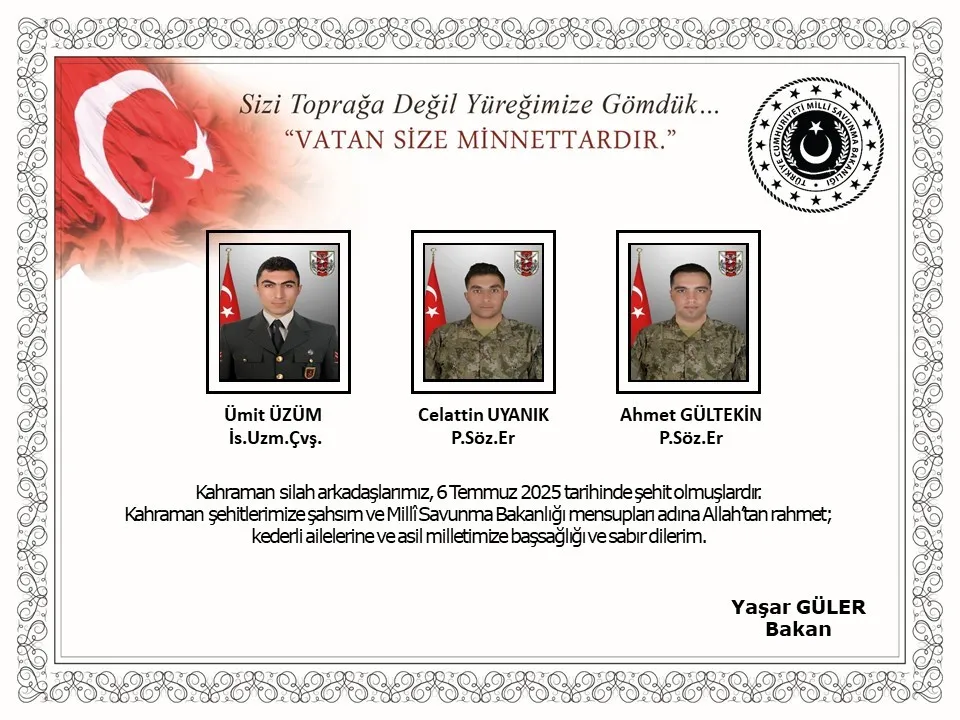 METAN GAZINDAN ETKİLENEN 3 ASKER DAHA ŞEHİT OLDU
