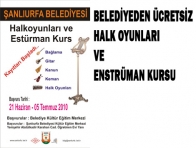 BELEDİYEDEN ÜCRETSİZ HALK OYUNLARI VE ENSTRÜMAN KURSU